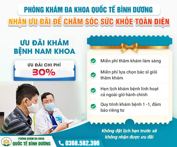 ưu đãi khám nam khoa bình dương