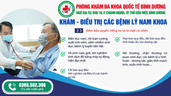 hạng mục khám nam khoa ở phòng khám