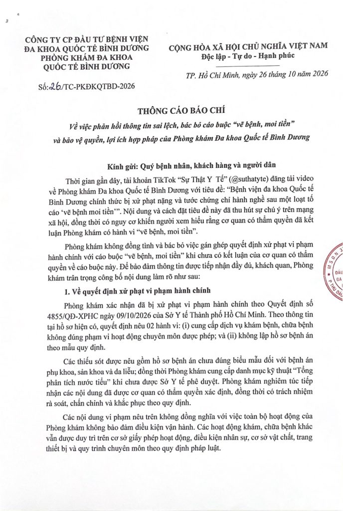 Thông cáo báo chí 1